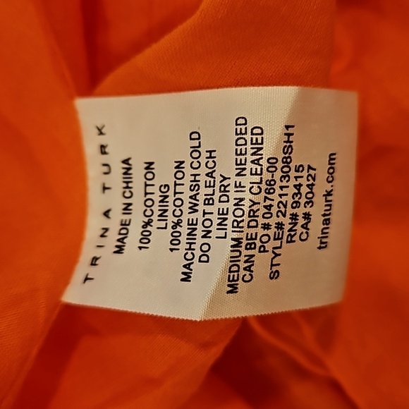 💕TRINA TURK💕 Sought After Dress High Low Bubble Hem Fire Island Orange XL NWT - Picture 12 of 13